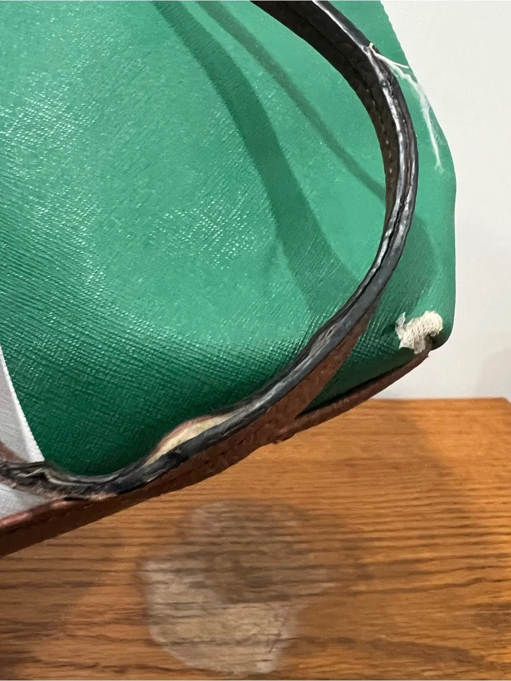 Dana Buchman Green White Color Block Faux Patent Leather Danny Shopper Purse
